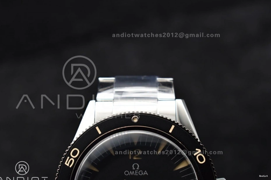 Super A8912 SS VSF Best Clone Seamaster 1:1 300 Edition Heritage Dial Black Bracelet on 0309